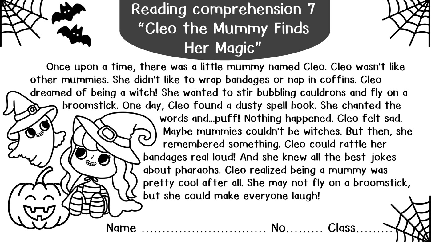 Preview page 6 from Halloween Reading Comprehension