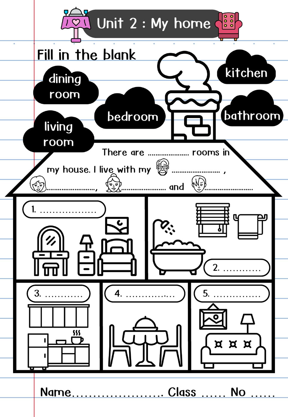 ตัวอย่างหน้าที่ 4 จากชุด Unit 2: At Home